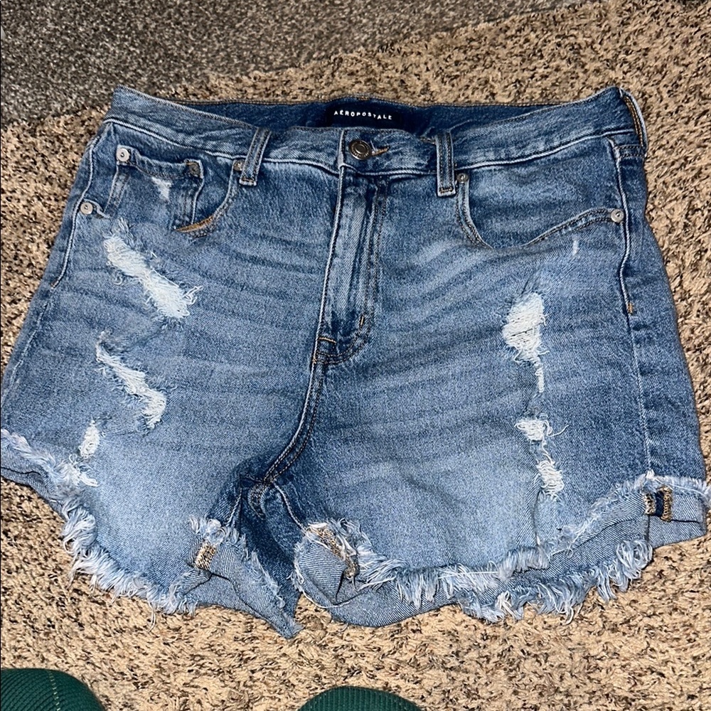 Aeropostale Blue Distressed Jean Shorts